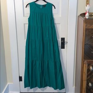 Tiered bright green maxi dress